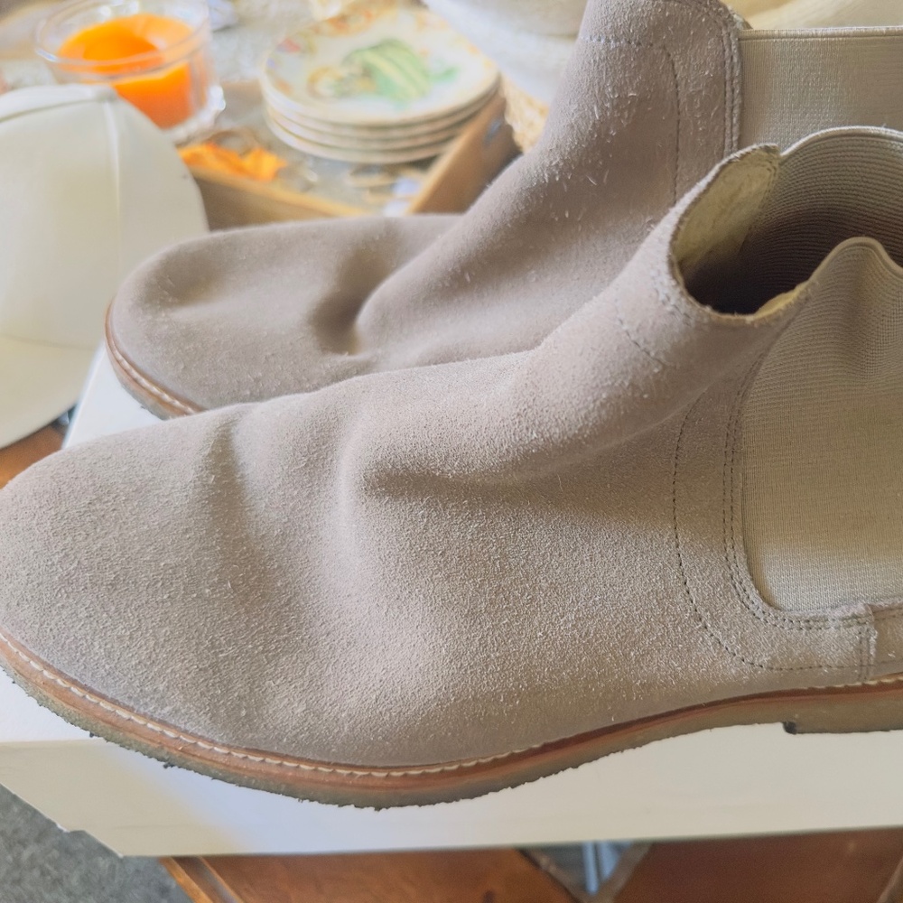 Grey suede leather boots